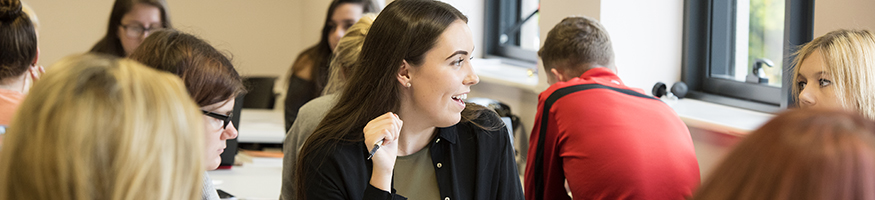 Students having a discussion in a classroom